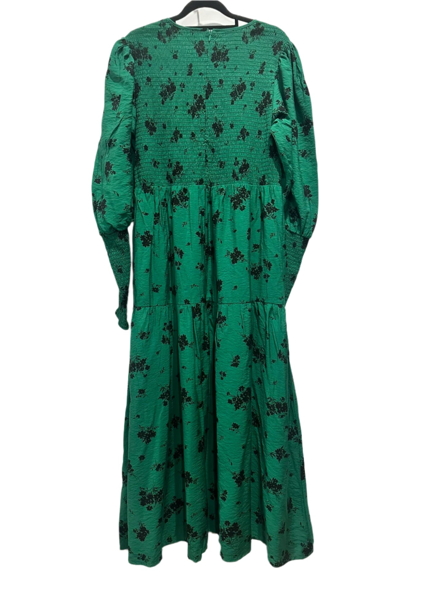 Gestuz Green Smocked Floral Midi Dress