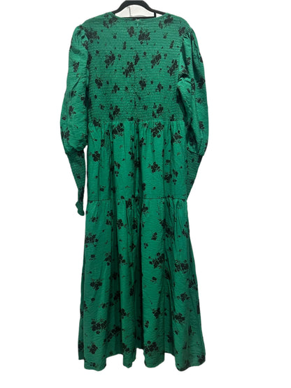 Gestuz Green Smocked Floral Midi Dress