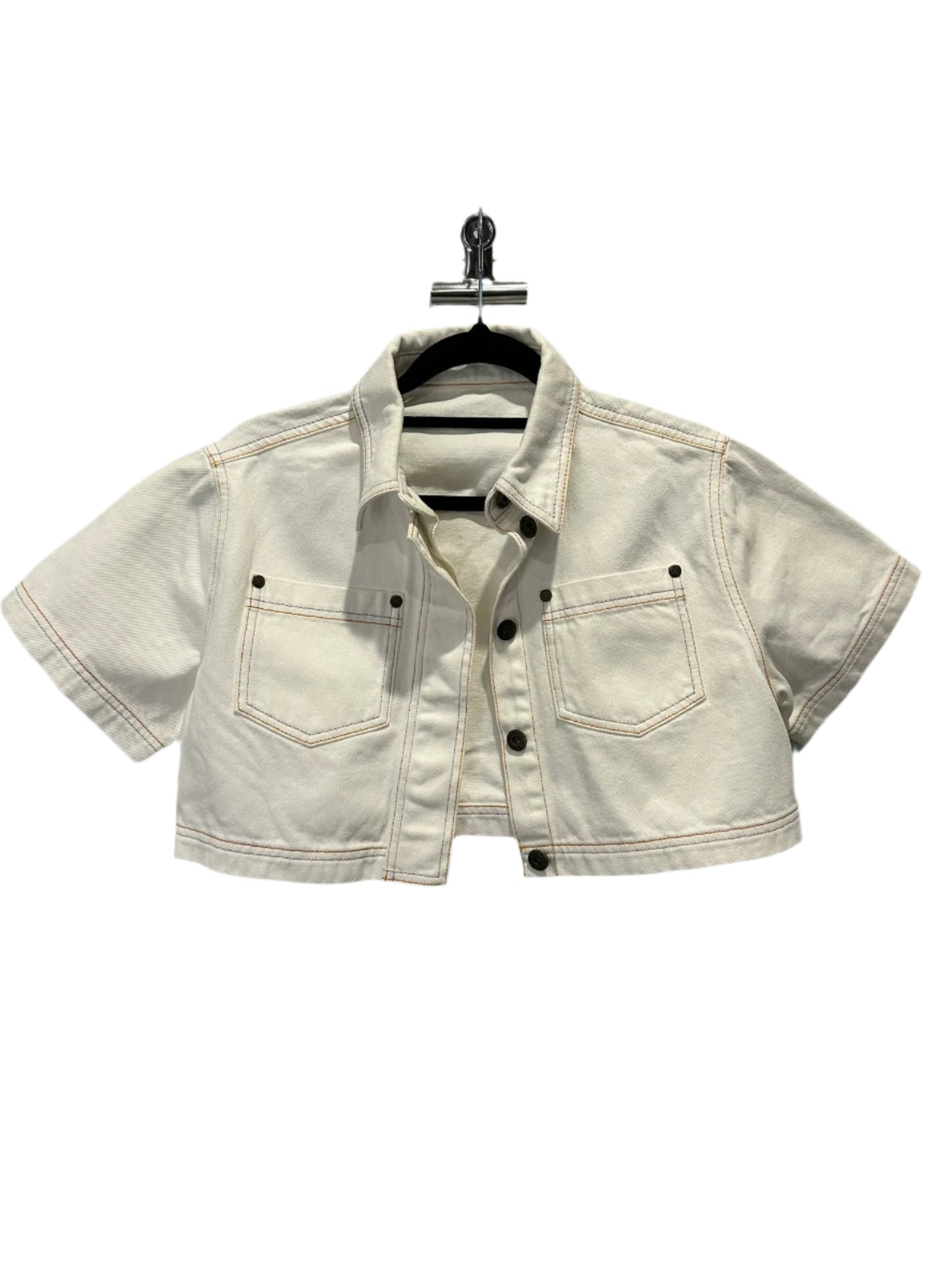 SIR. The Label White Denim Cropped Jacket