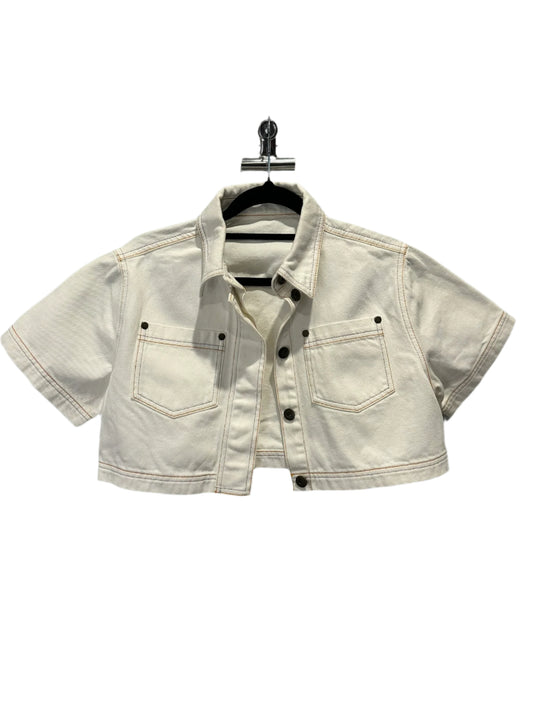 SIR. The Label White Denim Cropped Jacket