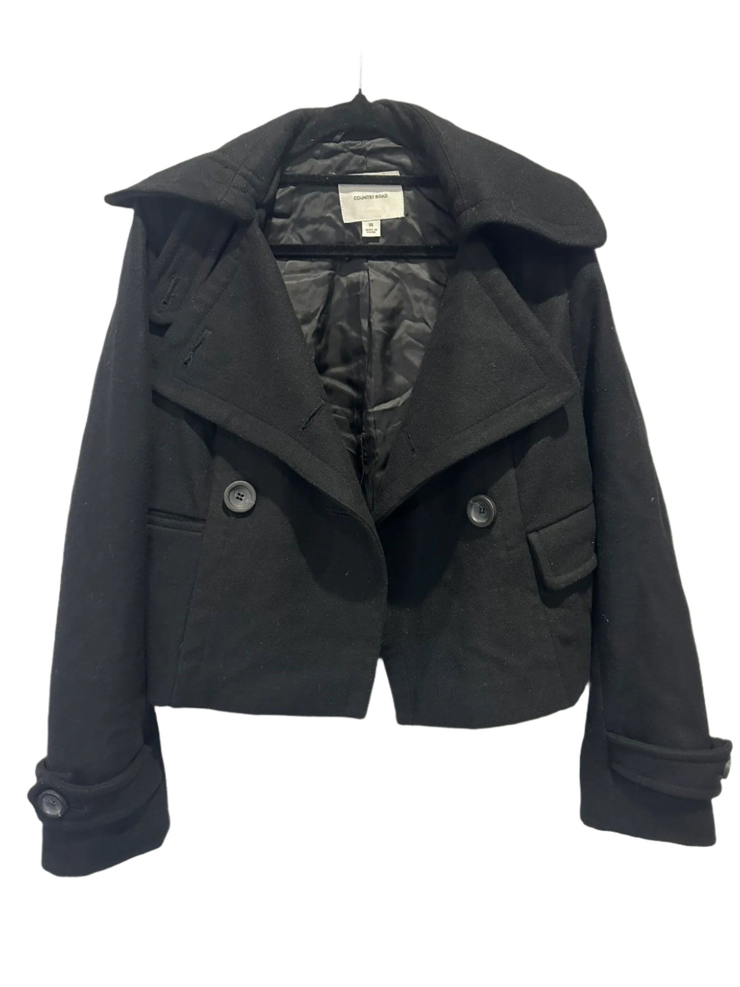 Country Road Black Cropped Wool-Blend Jacket