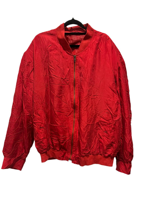 Vintage Red Silk Bomber Jacket