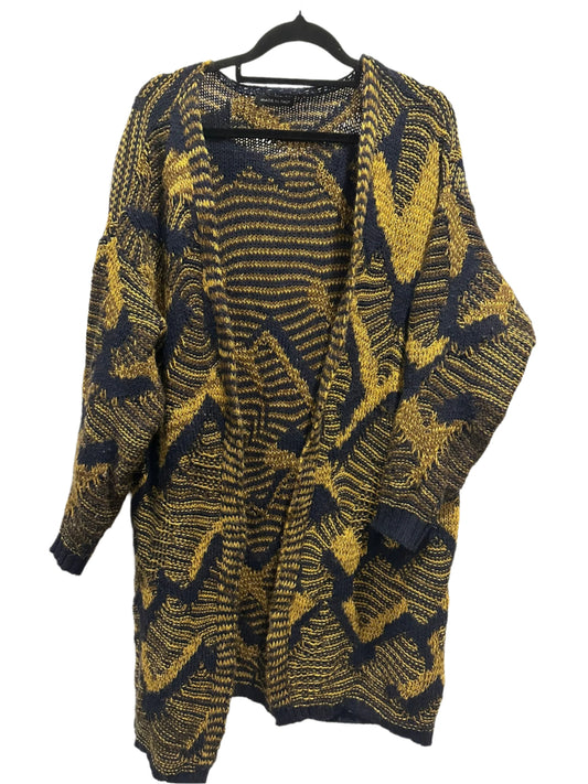 Made in Italy Knit Cardigan – Navy & Mustard Abstract