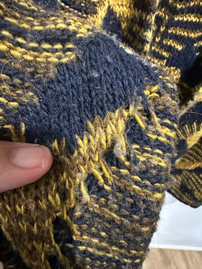 Made in Italy Knit Cardigan – Navy & Mustard Abstract