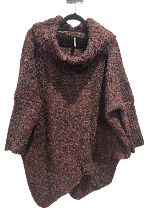 JJ Sisters Maroon & Black Bouclé Knit Poncho Jumper