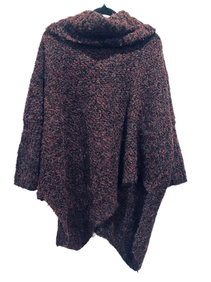 JJ Sisters Maroon & Black Bouclé Knit Poncho Jumper