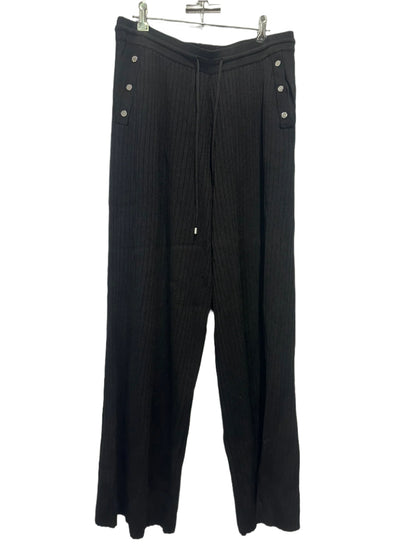 Karen Millen Black Ribbed Wide-Leg Knit Pants