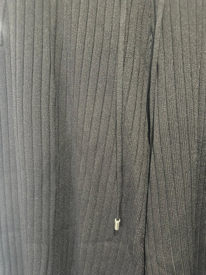 Karen Millen Black Ribbed Wide-Leg Knit Pants