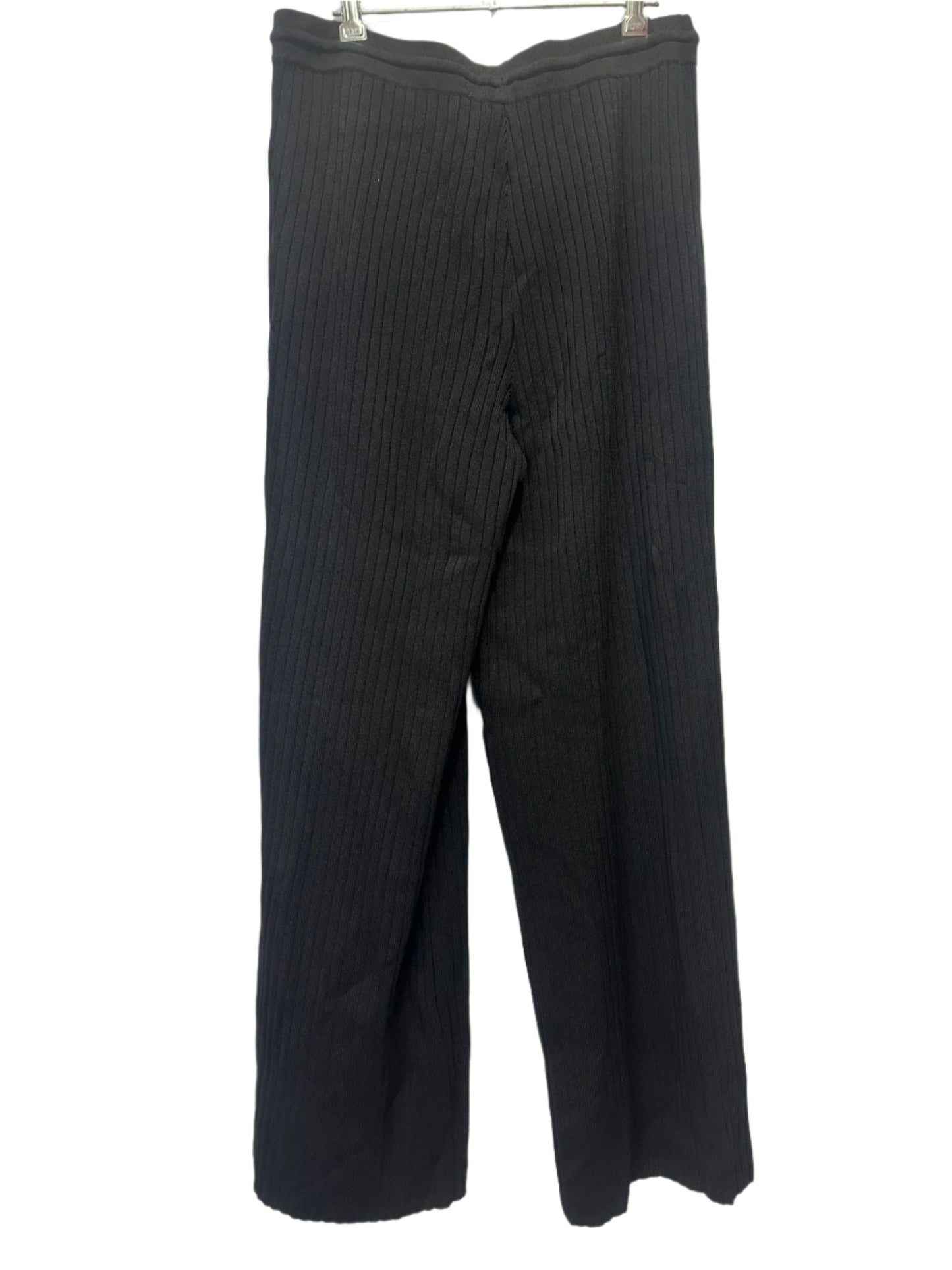 Karen Millen Black Ribbed Wide-Leg Knit Pants