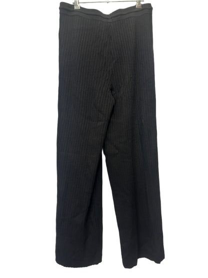 Karen Millen Black Ribbed Wide-Leg Knit Pants