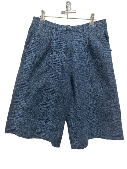 Mossman  Textured Navy Jacquard Culottes Shorts