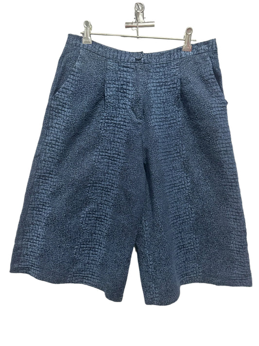 Mossman  Textured Navy Jacquard Culottes Shorts