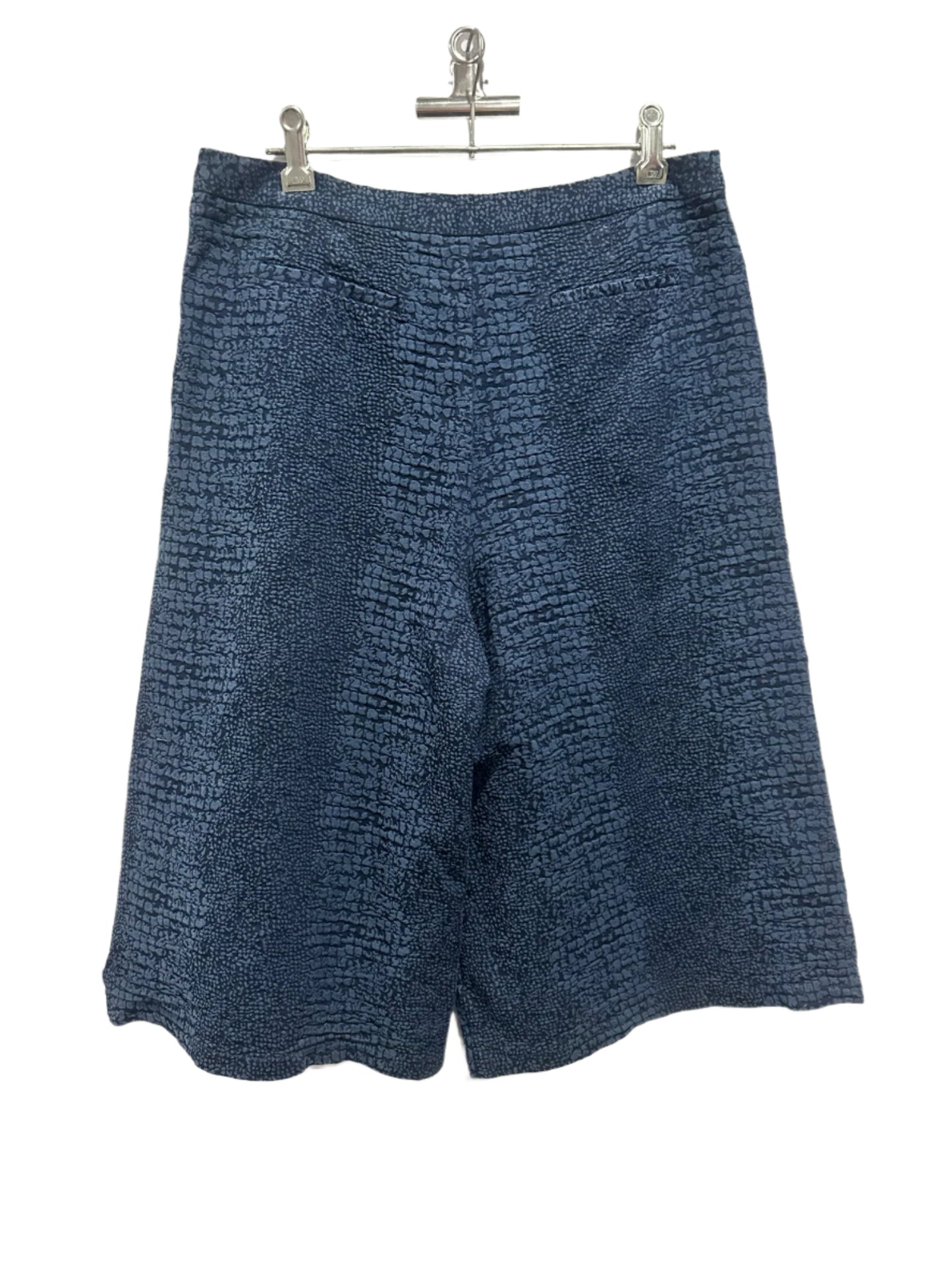 Mossman  Textured Navy Jacquard Culottes Shorts