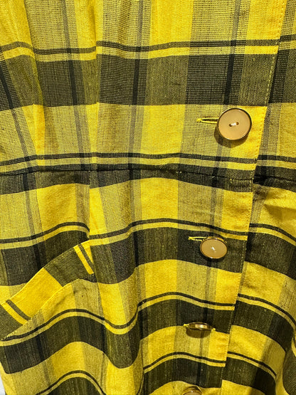 Atelier Saison - Vintage Yellow Plaid Button-Down Dress