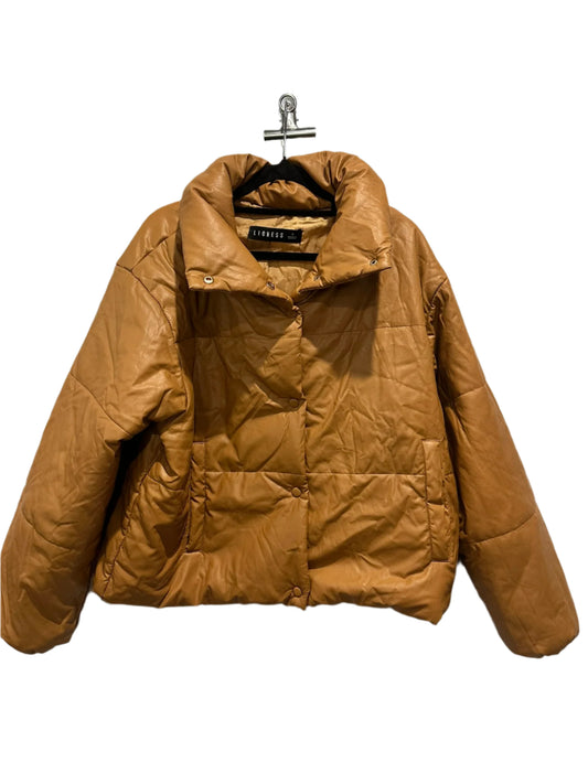Lioness – Faux Leather Caramel Puffer Jacket