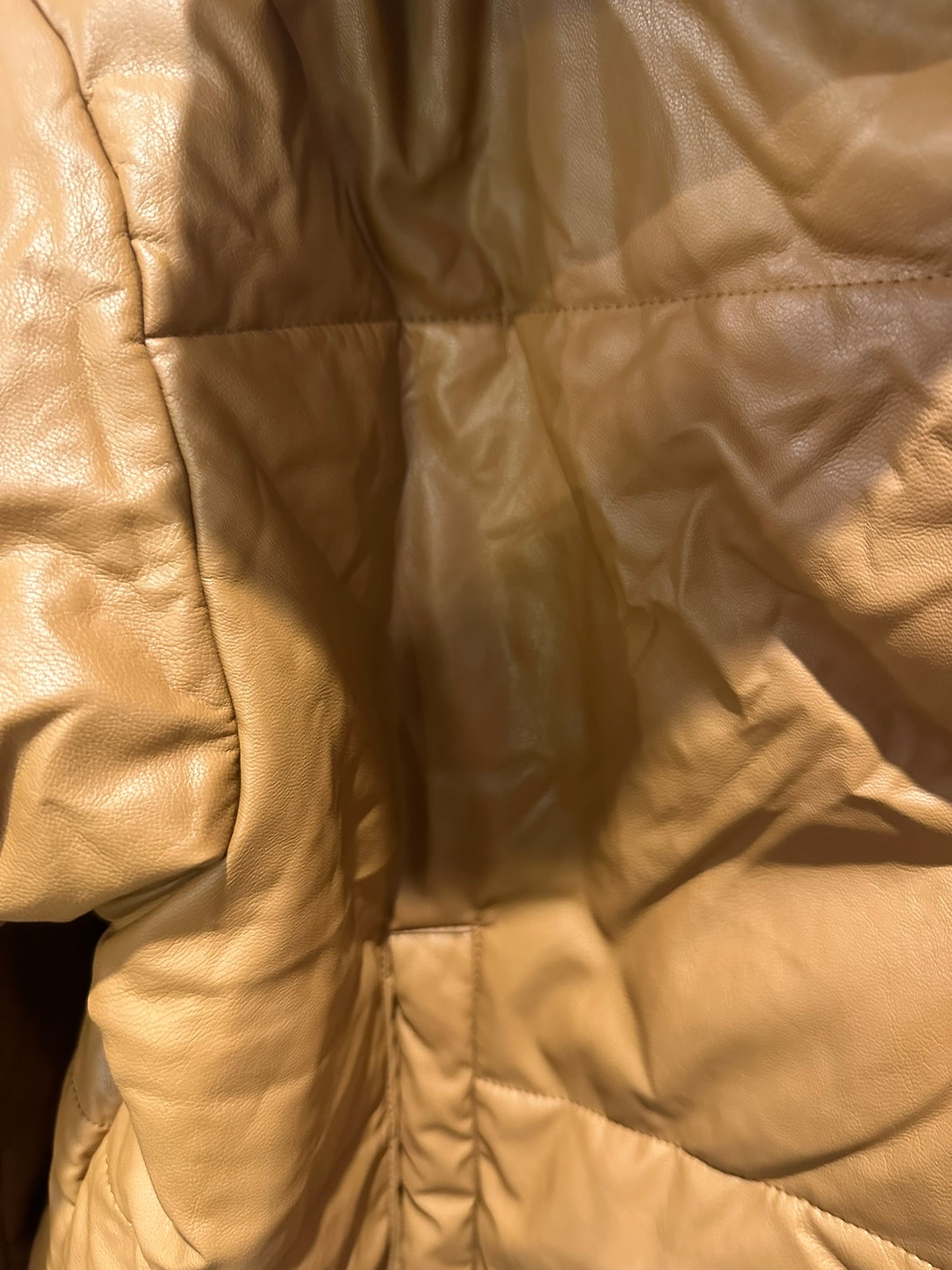 Lioness – Faux Leather Caramel Puffer Jacket