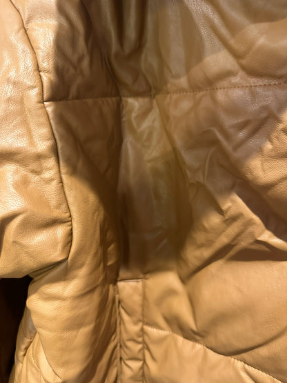 Lioness – Faux Leather Caramel Puffer Jacket