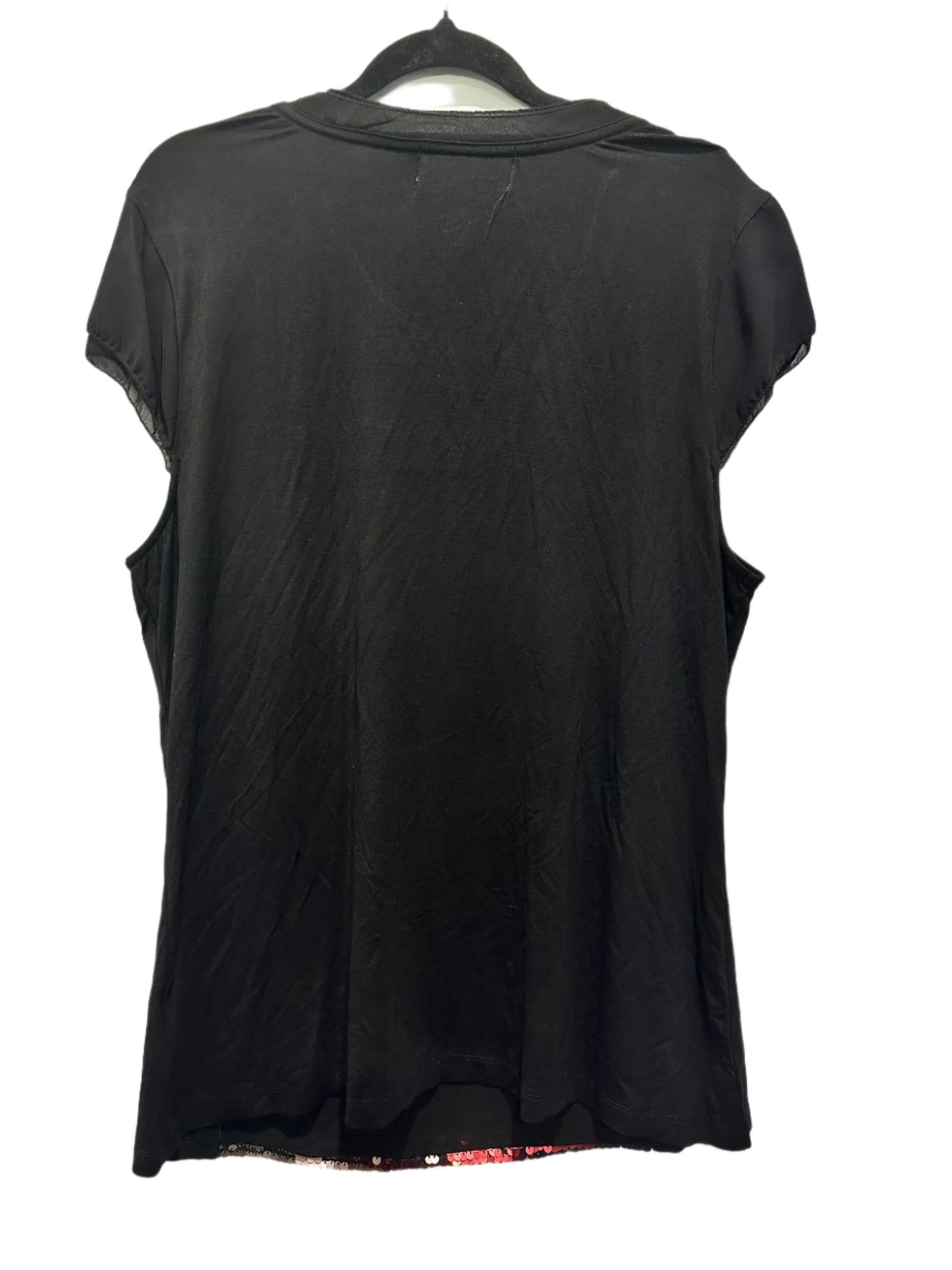 Contrast – Black Cap Sleeve Tee with Multicolor Sequin Panel