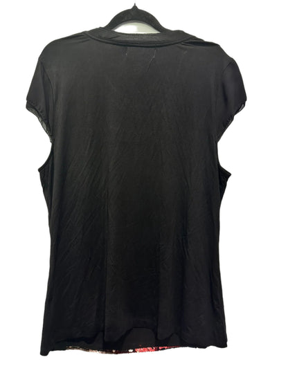 Contrast – Black Cap Sleeve Tee with Multicolor Sequin Panel