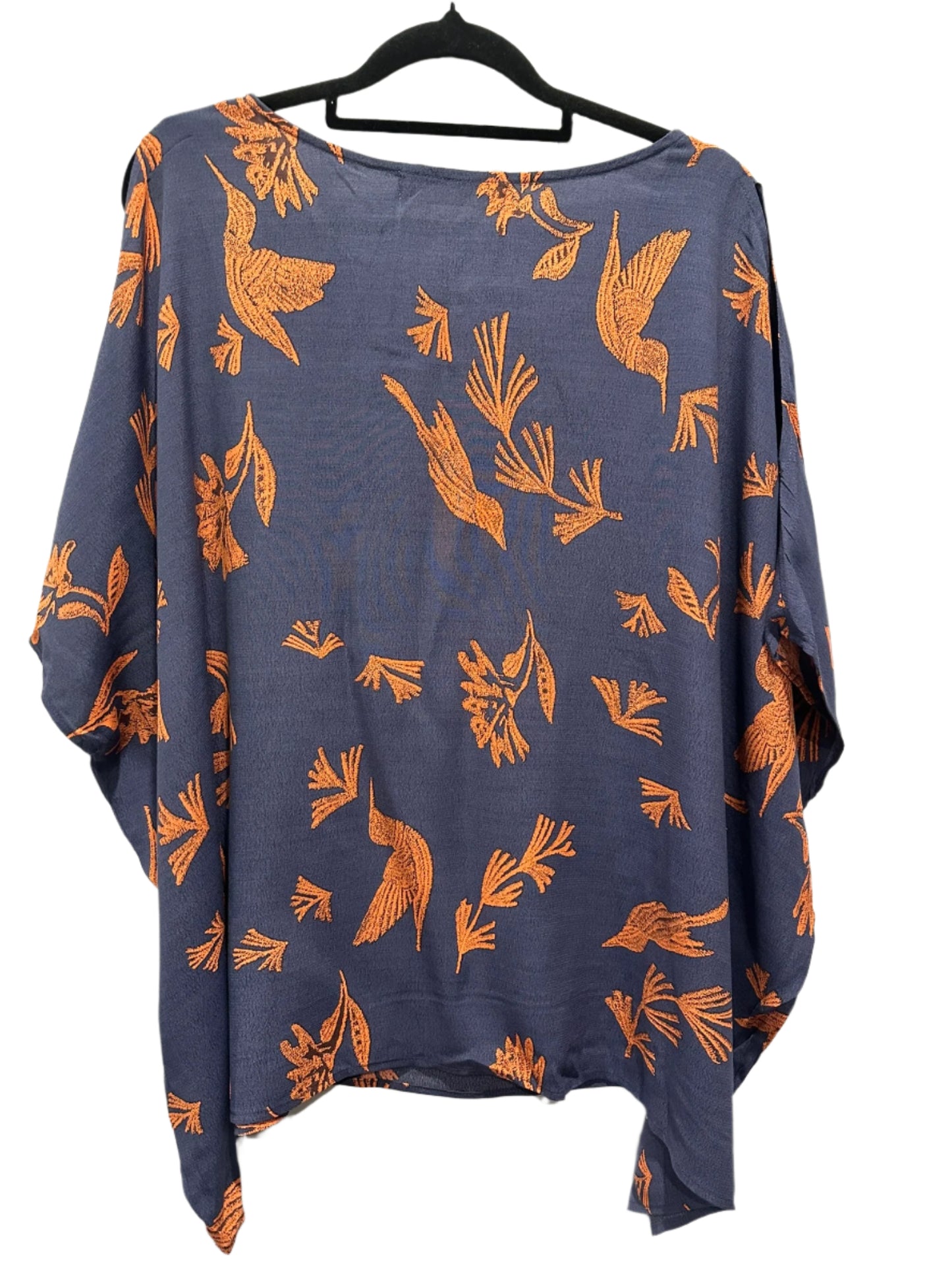 Cable Melbourne – Navy & Orange Bird Print Batwing Top